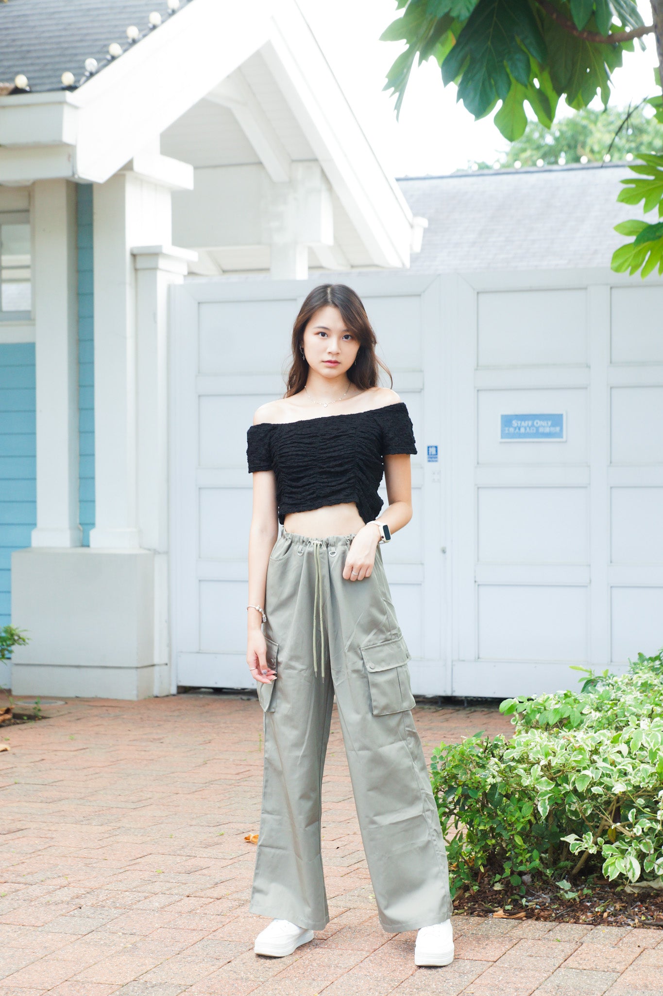 Bubble One-Shoulder Cropped Top