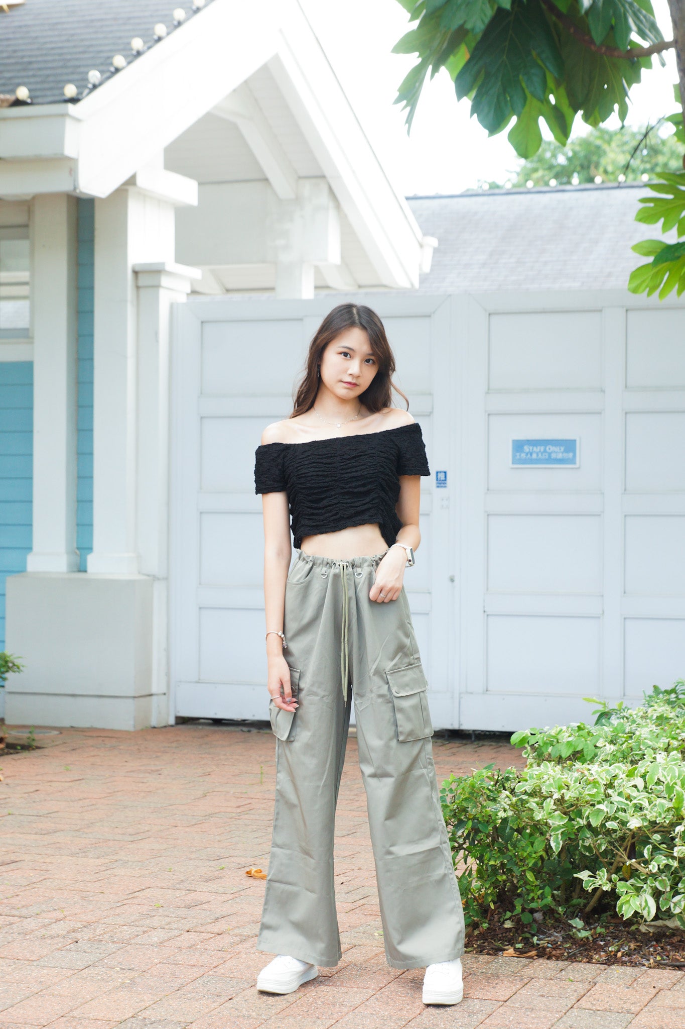 Bubble One-Shoulder Cropped Top