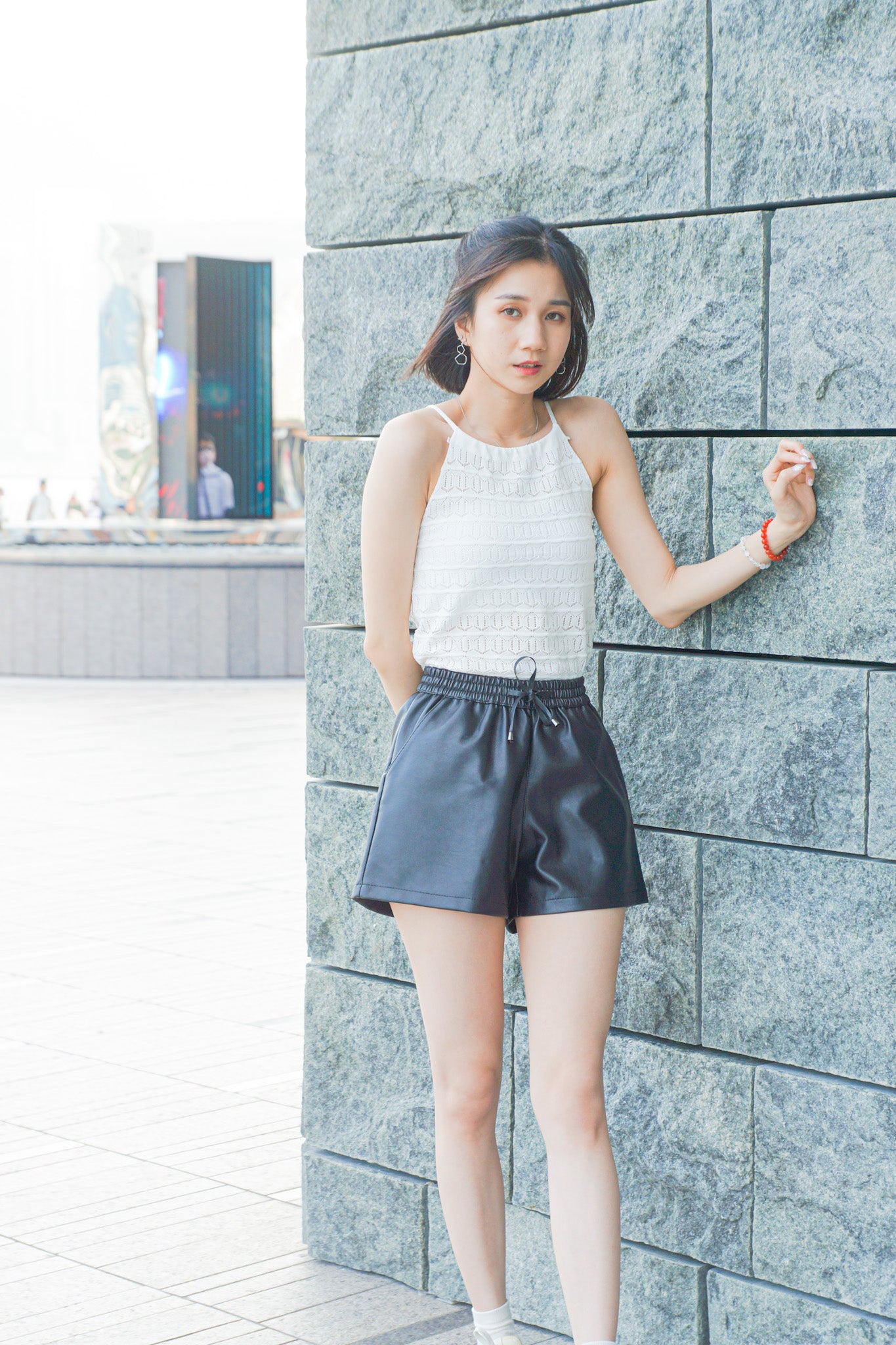 Elastic Leather Shorts - Apple’s Farm