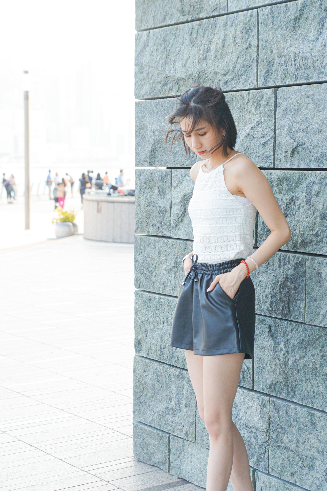Elastic Leather Shorts - Apple’s Farm