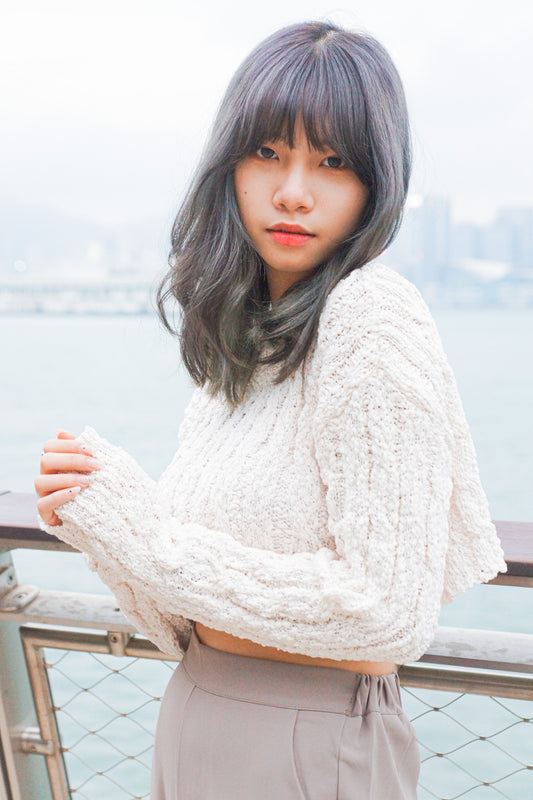 Fluffy Cropped Knit Sweater - Apple’s Farm
