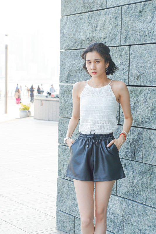 Elastic Leather Shorts - Apple’s Farm