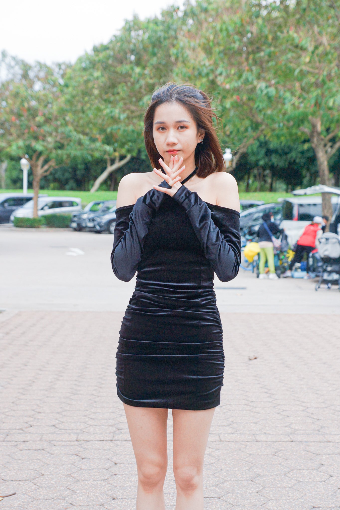 Tied-Neck Velvet Dress - Apple’s Farm