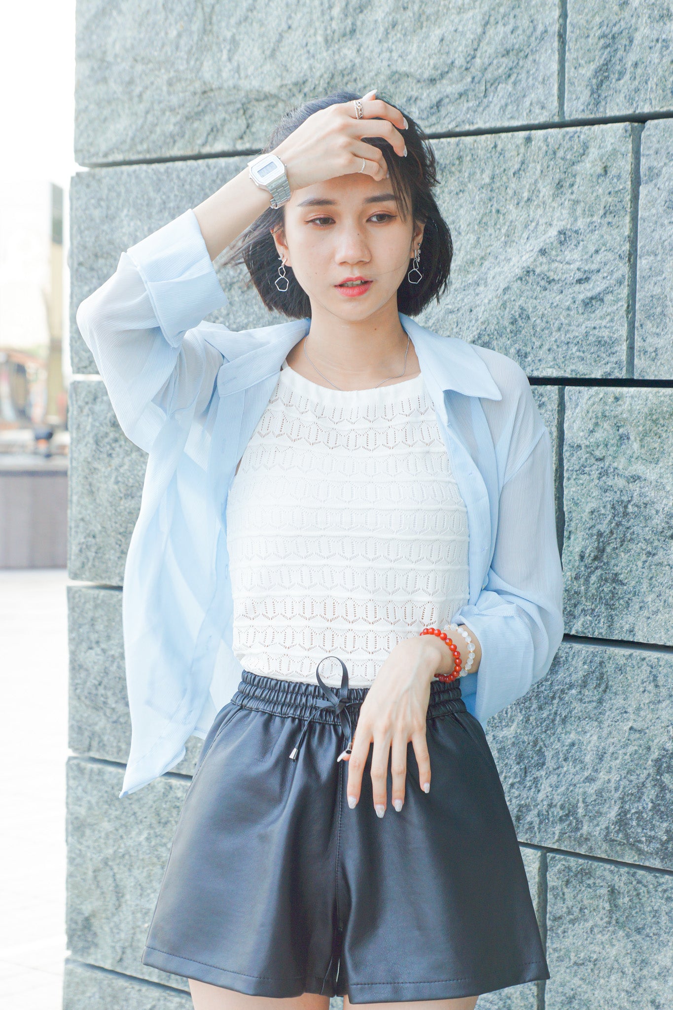 Elastic Leather Shorts - Apple’s Farm