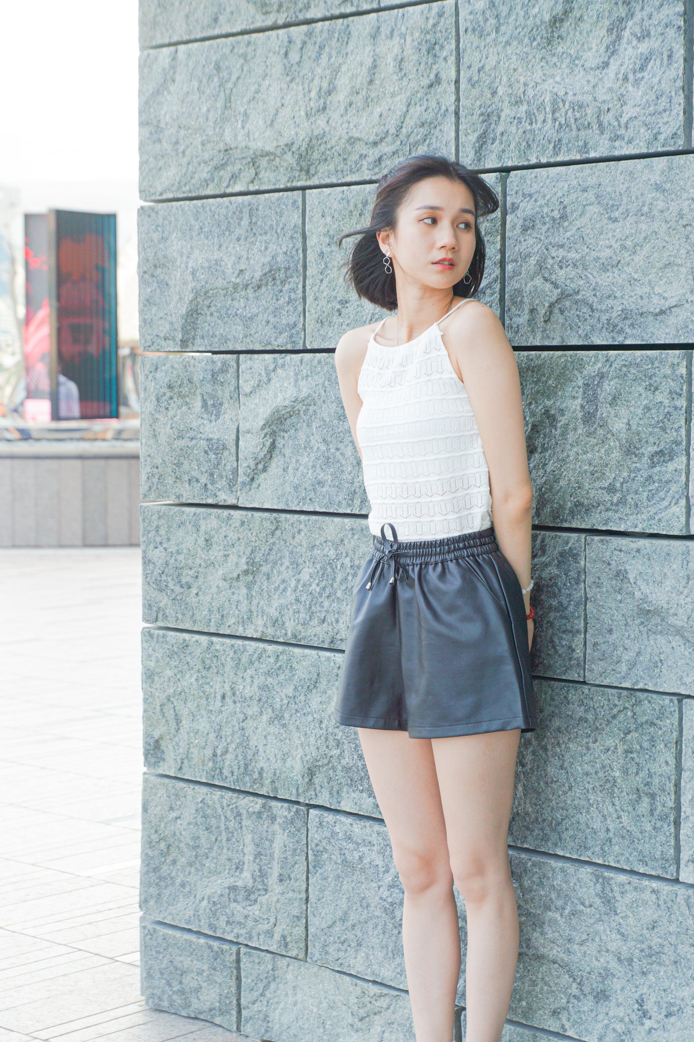 Elastic Leather Shorts - Apple’s Farm
