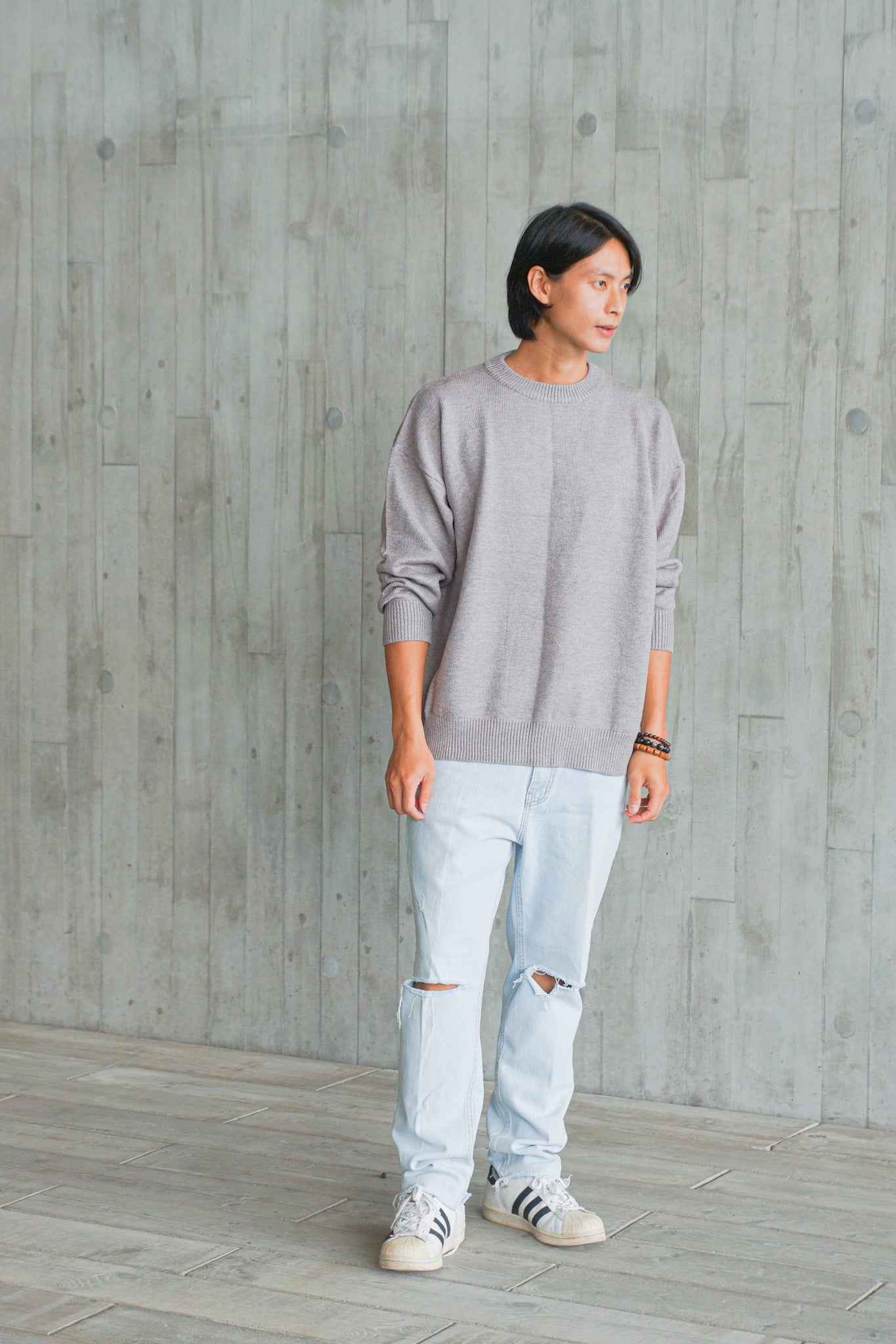 Light Blue Denim Jeans With Slash Details - Apple’s Farm