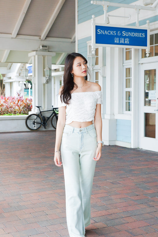 Bubble One-Shoulder Cropped Top