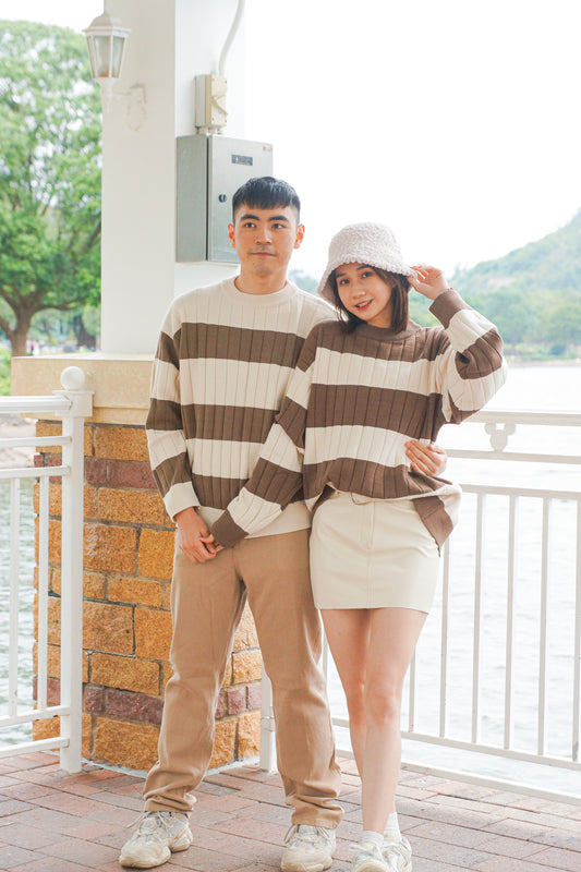 Biscuit Stripe Knit Sweater - Apple’s Farm 