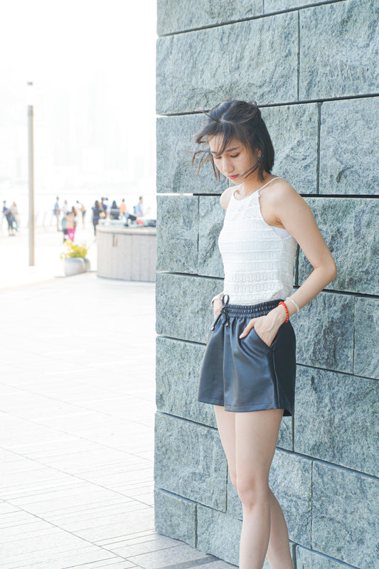 Elastic Leather Shorts - Apple’s Farm 