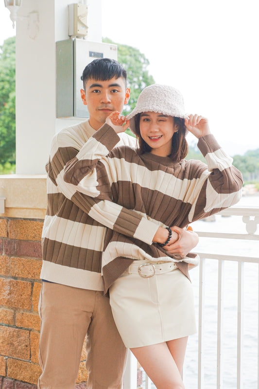 Biscuit Stripe Knit Sweater - Apple’s Farm 