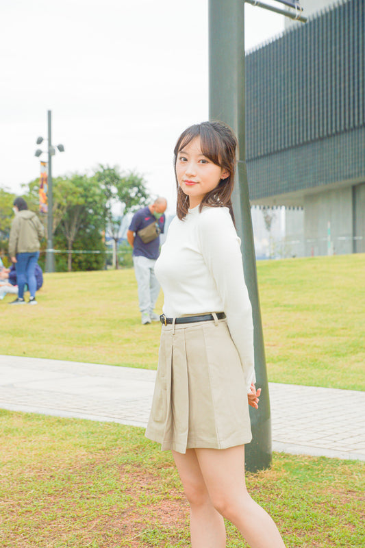 Belted Pleated Mini Skirt - Apple’s Farm 